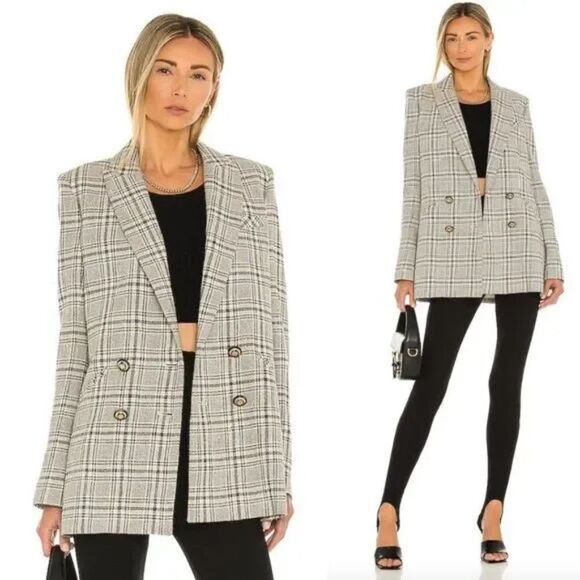 Veronica Beard Oria Checked Double Breasted Plaid Blazer Jacket - Size 2 - Picture 1 of 16